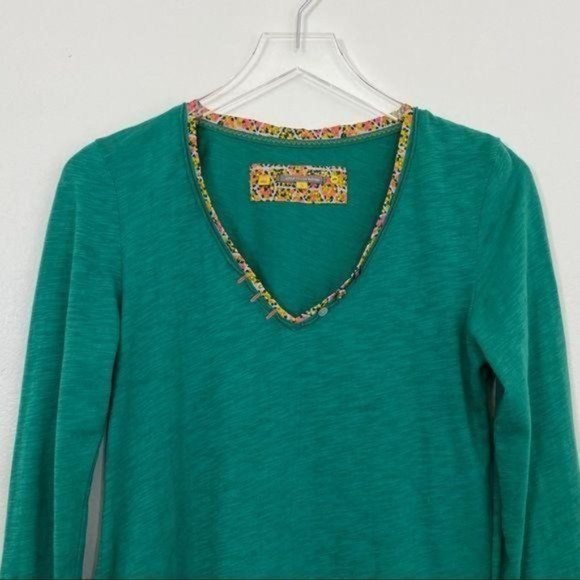 Anthropologie Little Yellow Button Top Green Long Sleeve - Picture 4 of 9